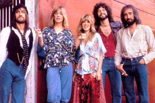In all their bearded and feathered hair glory: Fleetwood, McVie, Nicks, Buckingam, and McVie