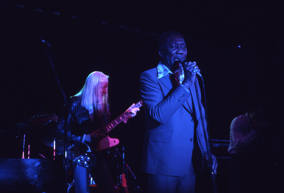 Johnny with his hero, Muddy Waters. Photo by Don Hunstein/Courtesy of Sony.