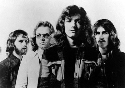 The band in the early ’70s: Steve Upton, Andy Powell, Martin Turner, and Ted Turner