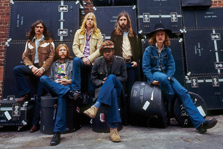 The Allmans live at Fillmore East: Dickey Betts, Duane Allman, Gregg Allman, Jaimoe, Berry Oakley and Butch Trucks.